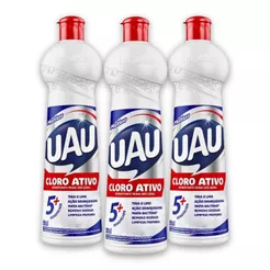 Kit 3un Limpador Multiuso 500ml Cloro Ativo 5 Em 1 Uau