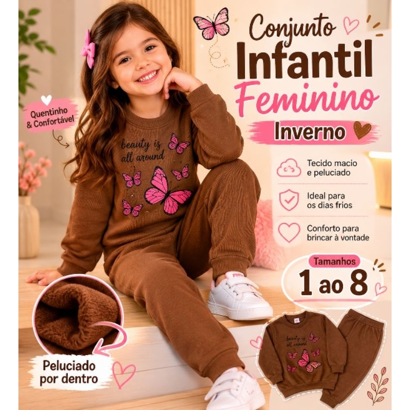 Conjunto Infantil Feminino Flanelado | Quentinho, Macio e Confortável