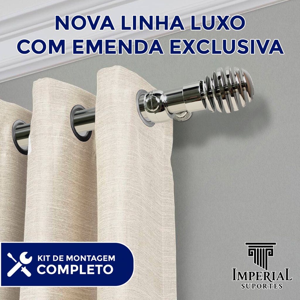 Varão Luxo Cortina Blackout 2,00m Ponteira Esfera 28mm