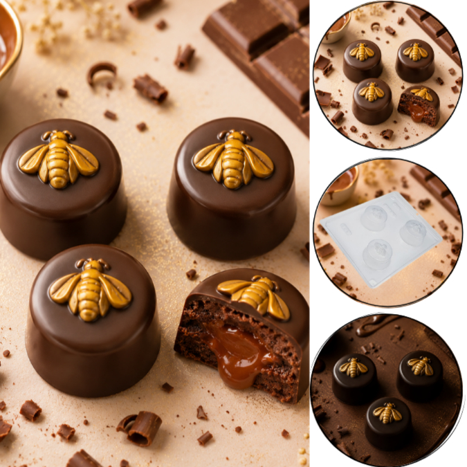 1~5 Formas bwb com silicone (3 partes) cod 853 - Pão de Mel Abelha 80 g (CHOCO)