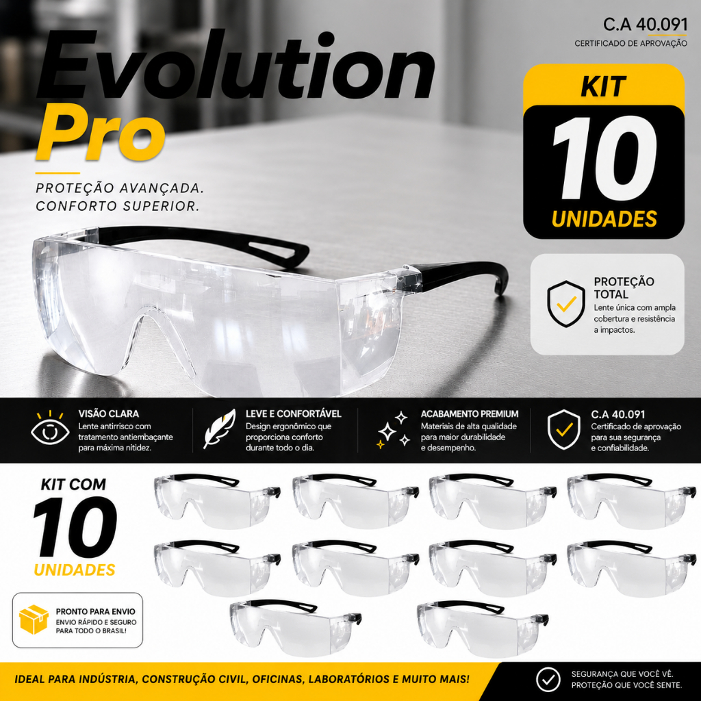 Óculos EPI De Proteção Evolution Pro Valeplast