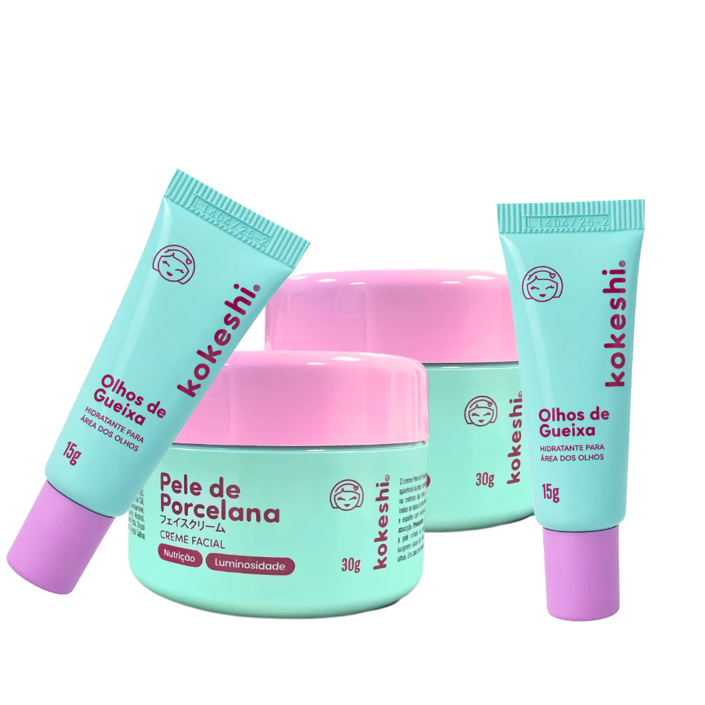 Super Kit Renovadores Faciais Kokeshi Hidratação Renovação 2 Cremes e Olhos de Gueixa — imagem 1