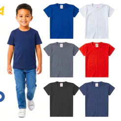 Kit 2 Camisetas Básicas Menino Sortidas Lisas Verão Infantil Manga Curta