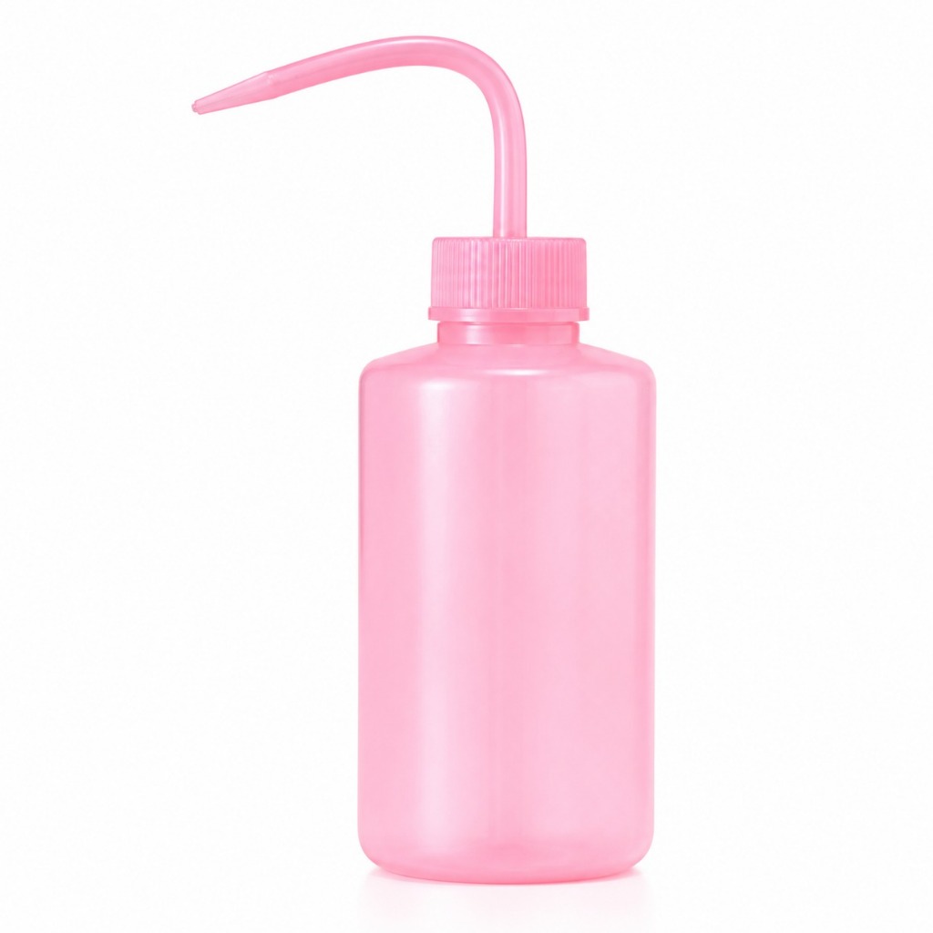 Pisseta Plástica Bico Rosa Bico Curvado Reforçada 250ml
