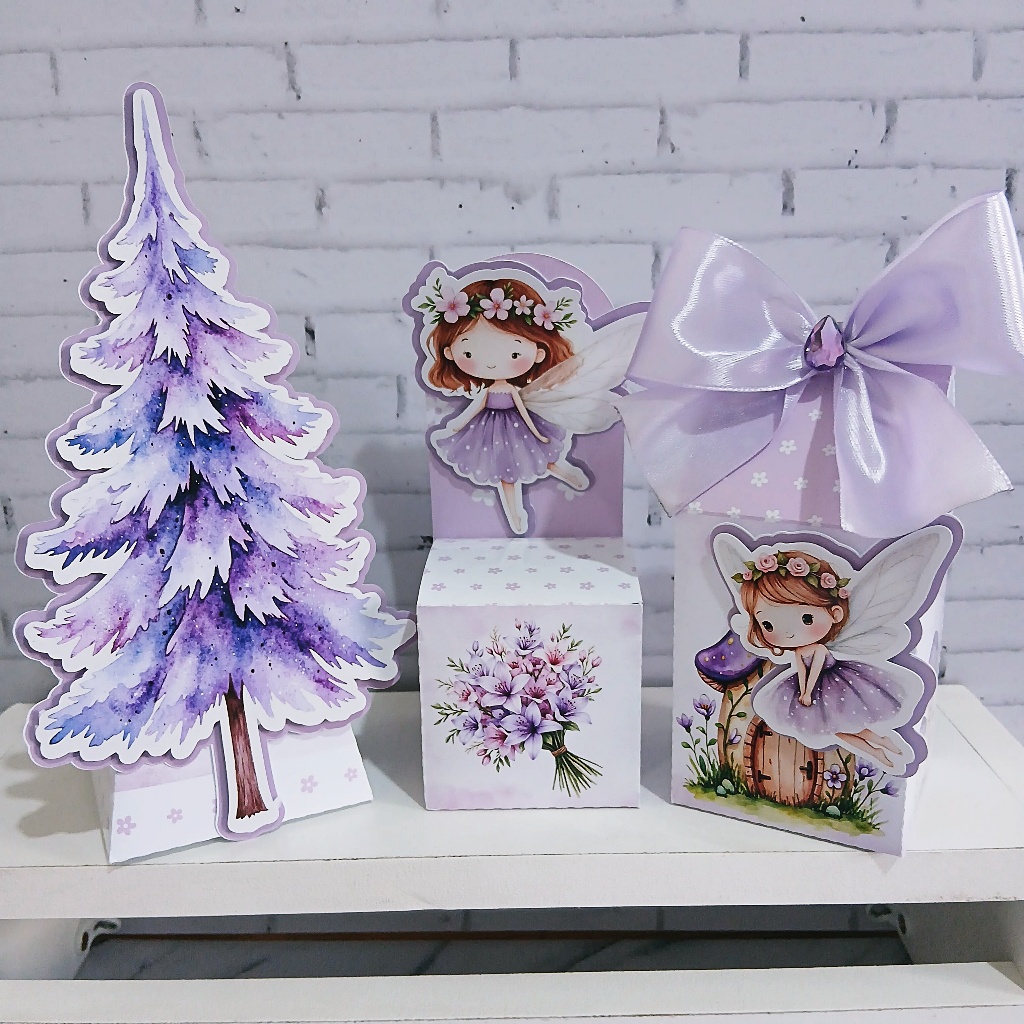 Kit Caixa personalizada Jardim das fadas 2D/Lembrancinha aniversario/Lembrancinha MATERNIDADE OU CHA REVELAÇÃO