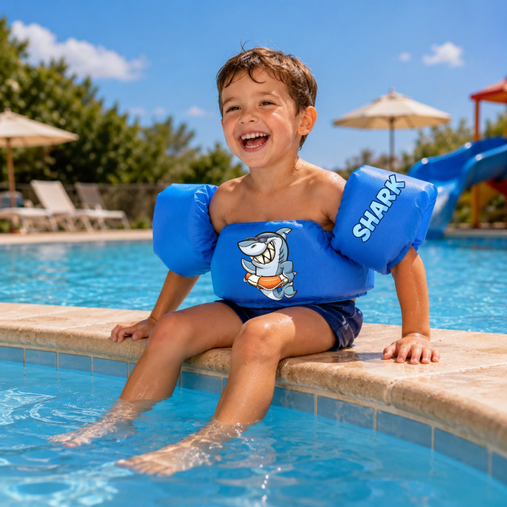 Colete Boia Flutuação Não Fura Infantil Unissex Nylon Colorido de Alta Resistência Kids Piscina