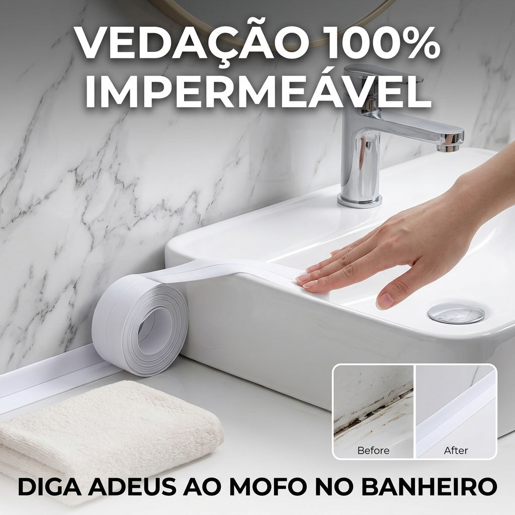 Juntas Vedantes Sanitária Autoadesiva Fita Borda para Cozinha Banheiro Anti Água e Sujeira