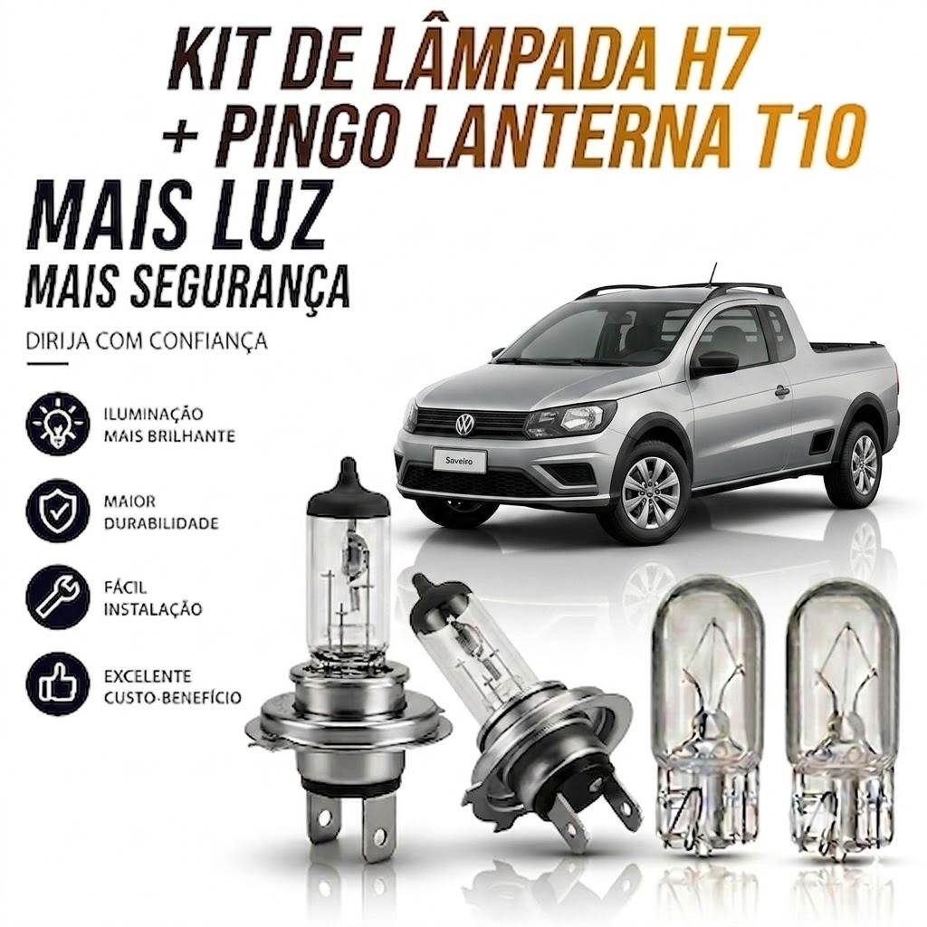 Lâmpada farol BAIXO + LANTERNA SAVEIRO G7 2017 ATÉ 2025