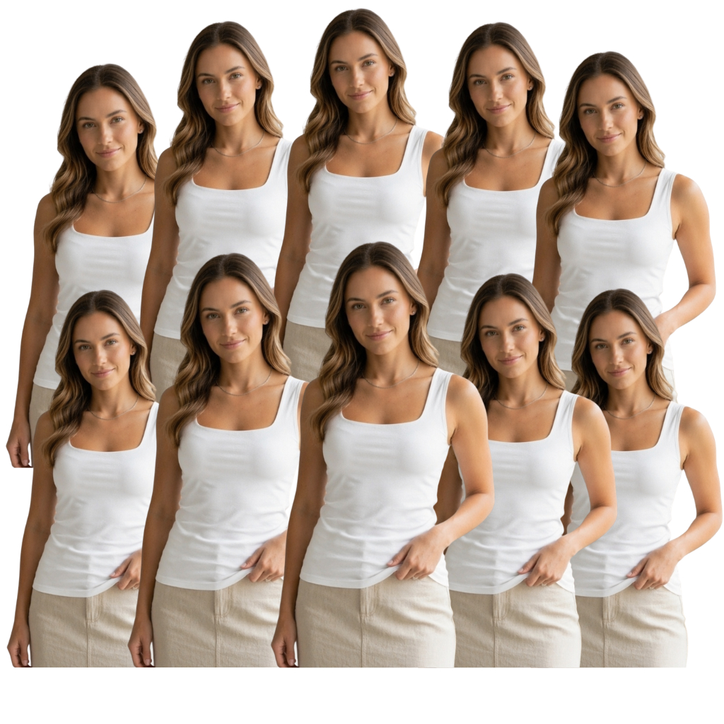 Kit Com 10 Blusinhas Regata Feminina Viscose e Elastano Cores Neutras