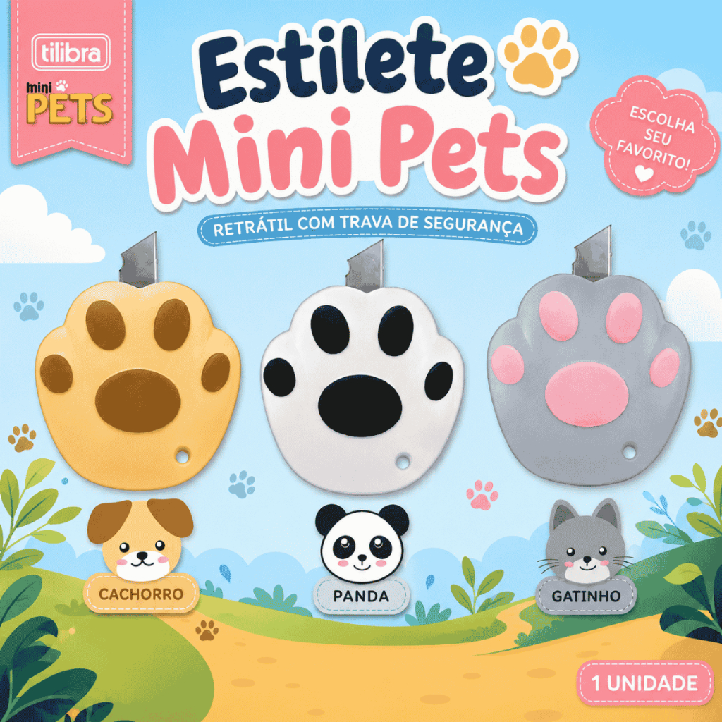 Estilete Patinha Retrátil Pets Mini - Tilibra