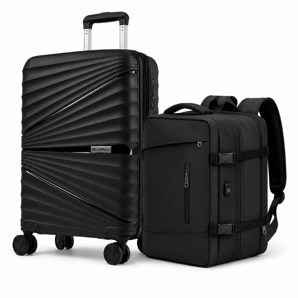 Kit Mala de Viagem Expansível 10kg + Mochila Viagens Bordo Grande Cabine Não Despacha