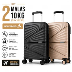 Kit 2 Malas Casal 10Kg Com Extensor Viagem Giratória Anti-Furto Abs Férias