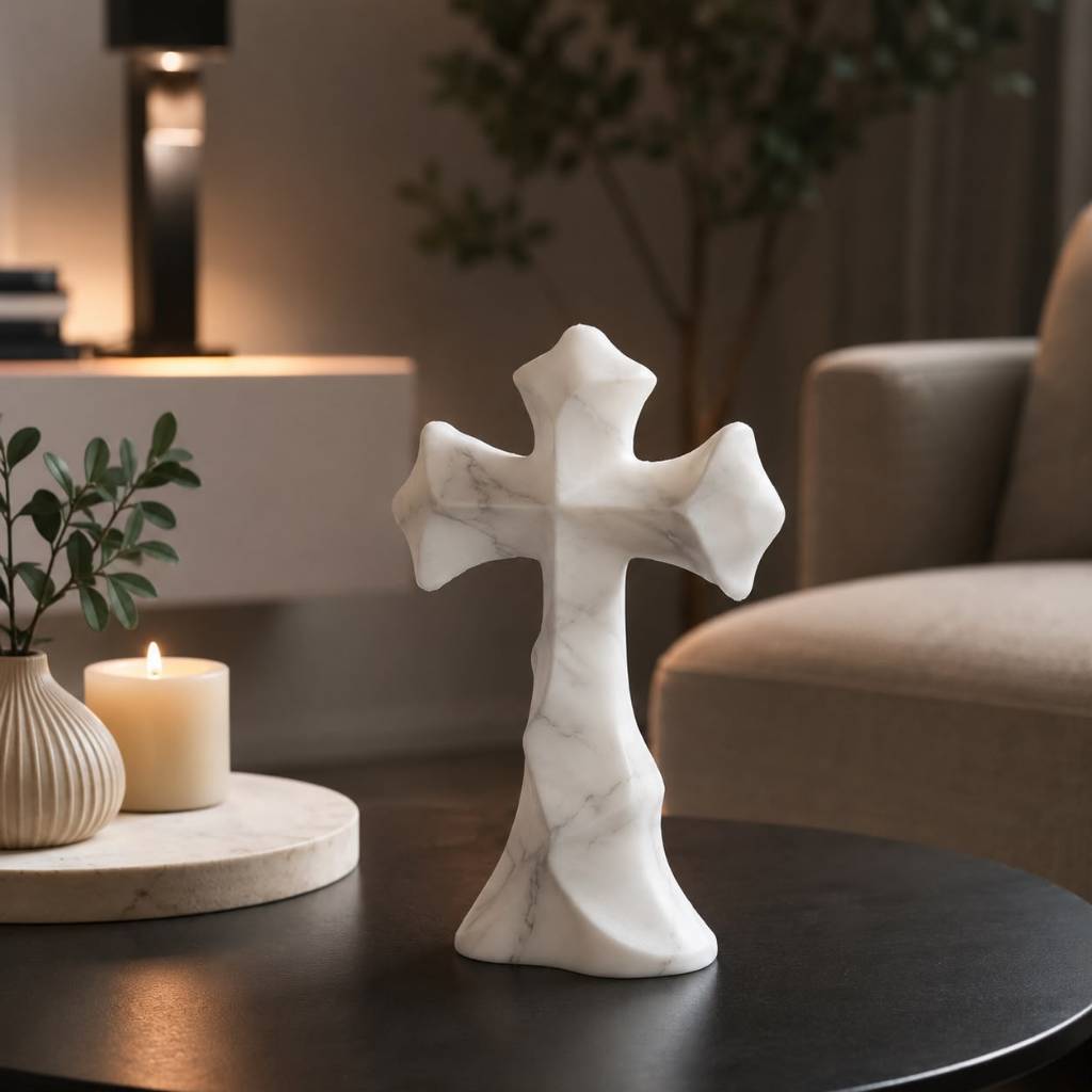 Cruz Decorativa Cristã Moderna Escultura Religiosa Decoração Católica Mesa Altar Presente de Fé 14cm