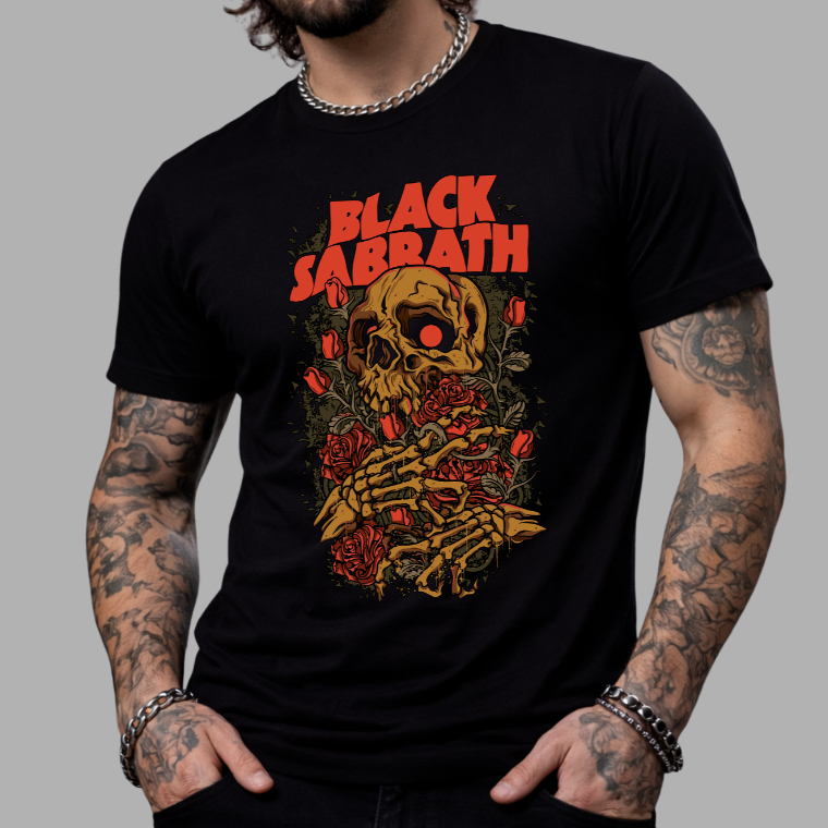 Camiseta Blacksabbath Banda de Rock Camisa Blusa Unissex Masculino Feminino Plus Size 100% Algodão
