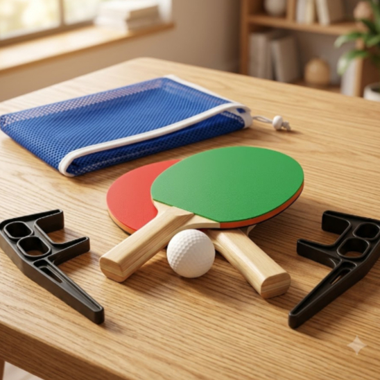 Kit Ping Pong Completo 2 Raquetes Rede Bola Suportes Mesa Tênis de Mesa Recreativo