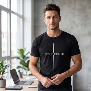 Camisa Camiseta Jesus Cruz Logo Unissex Religiosa Católica Evangélica 100% Algodão Masculina Feminina