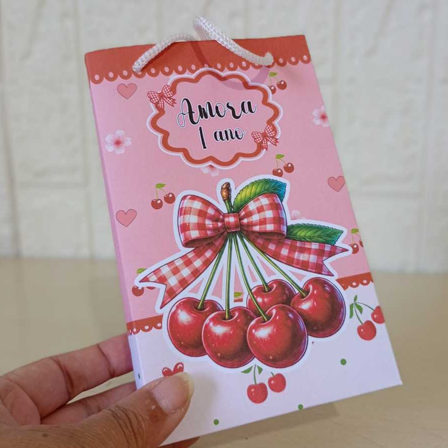 PEGUE E MONTE Sacolinha/Bolsinha (PEQUENA) Personalizada  CEREJINHA Festa Surpresa Mimos Lembrancinhas