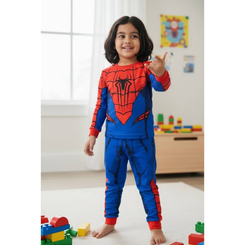Pijama Infantil Inverno Homem Aranha Fantasia Temática Homem Aranha Conjunto Camiseta Calça Infantil Manga Longa Heróis