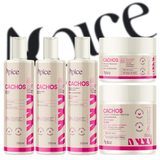Kit Apice 5 Itens Cachos Linha Completa Apse - Creme, Shampoo, Gelatina, Cond e Máscara 