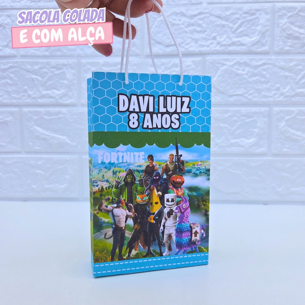 Sacolinha Personalizada Fortnite P | Sacolinha Surpresa | Lembrancinha de Festa | Aniversário