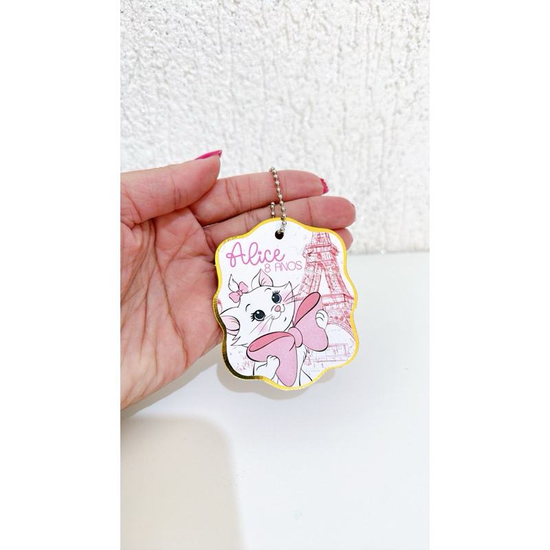 Tag Apliques Personalizados 3D para Lembrancinha | gatinha marie | Etiqueta Festa Infantil | Qualquer tema