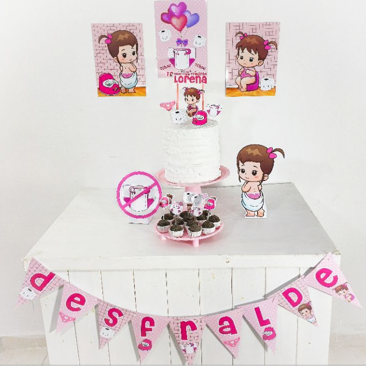 Kit Festa Desfralde menina morena Personalizado Só Um Bolinho Festa em Casa Aniversário Infantil adulto Mesversário