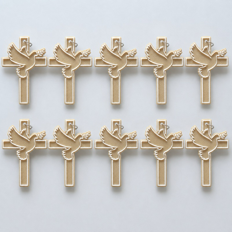 10 Chaveiro Cruz com Espírito Santo 3D | Lembrancinha Religiosa | Personalizado comunhão Batizado Eucaristia