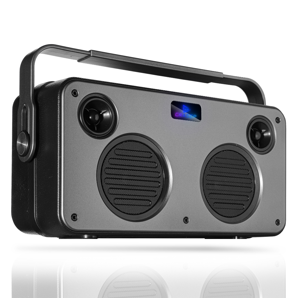 Caixa De Som Bluetooth 5.3 TWS Alto Falante 20W RMS Portátil Grande RGB Com Alça USB Cartão SD Auxiliar Rádio FM