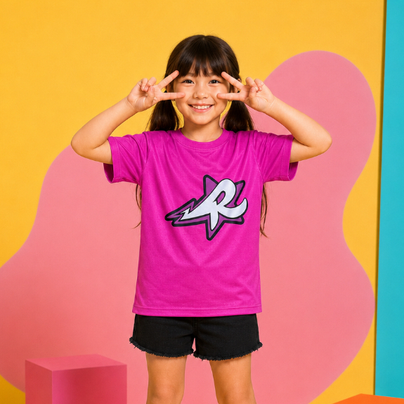 Camiseta Infantil Camisa Emilly Vick 100% Algodão Estampa DTF Os Rosa Youtubers Presente