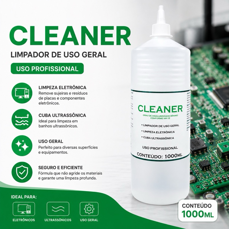 Cleaner 1 Litro Limpeza De Eletrônicos 99,5% Pci Uso Geral Incolor 1lt