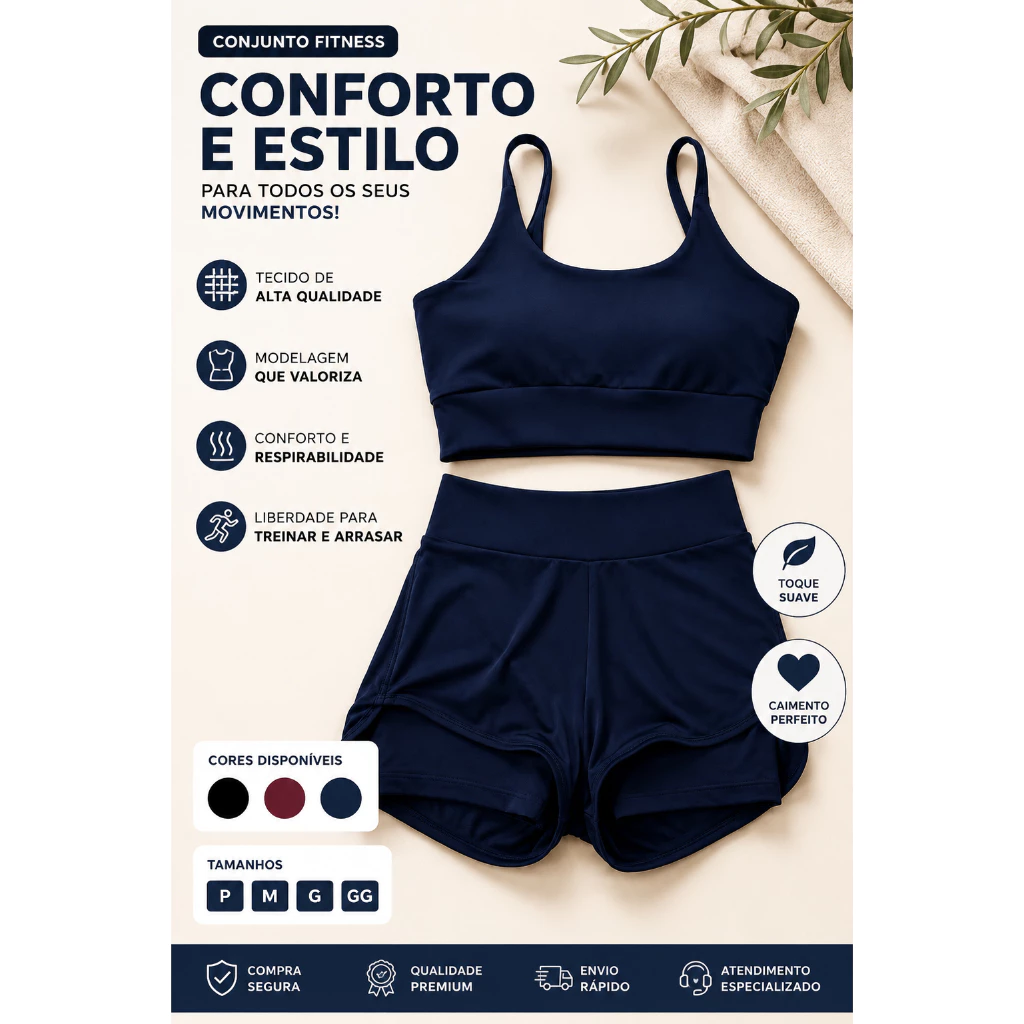 Conjunto Short Academia Feminino Duplo Dry fit Cintura Alta Empina Bumbum