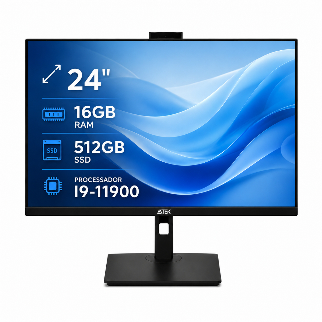 Computador All In One 24" Full HD Intel i9 16GB RAM DDR4 SSD 512GB Webcam 3MP