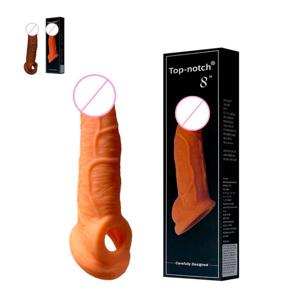 Capa Peniana Realista Sleeve com Extensor de 4cm e Anel Escrotal