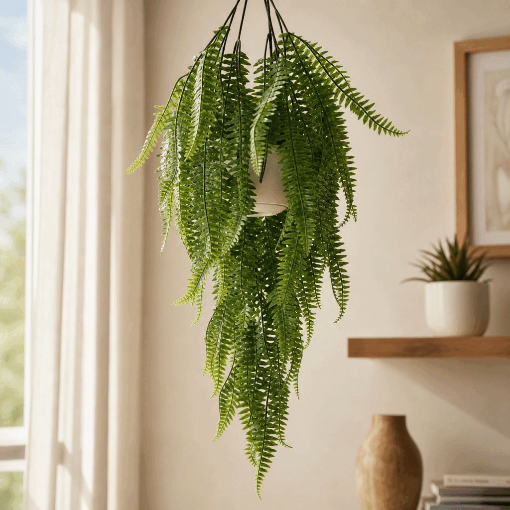 2 Pendentes de Samambaia Artificial Jardim Vertical Folhagem Decoração
