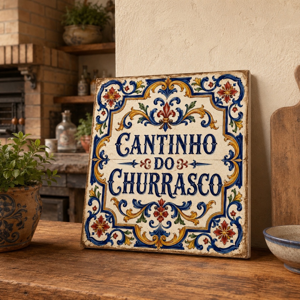 Azulejo Decorativo Cantinho Do Churrasco - 15x15 Cm