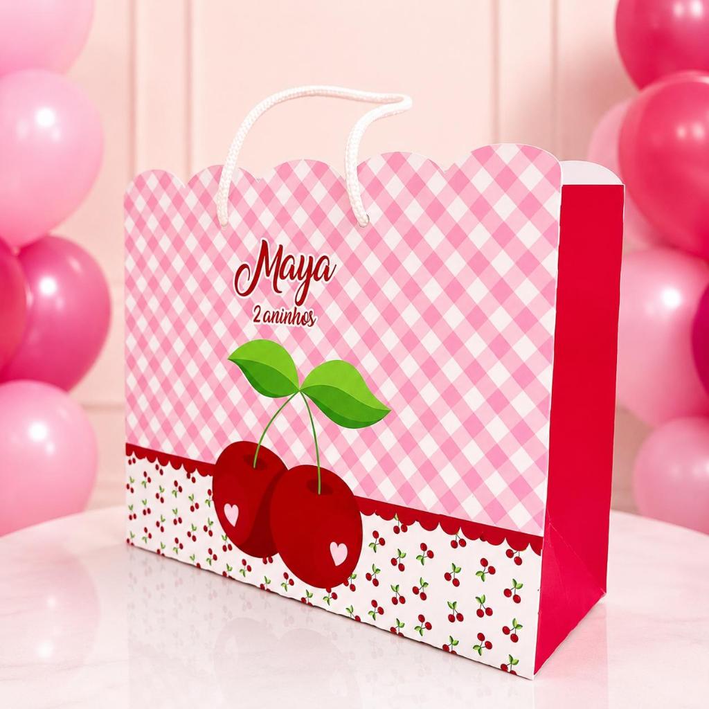 Sacolinha G Cerejinha/ Cerejinha Personalizado/ Lembrancinha de Festa/ Aniversário/Personalizado