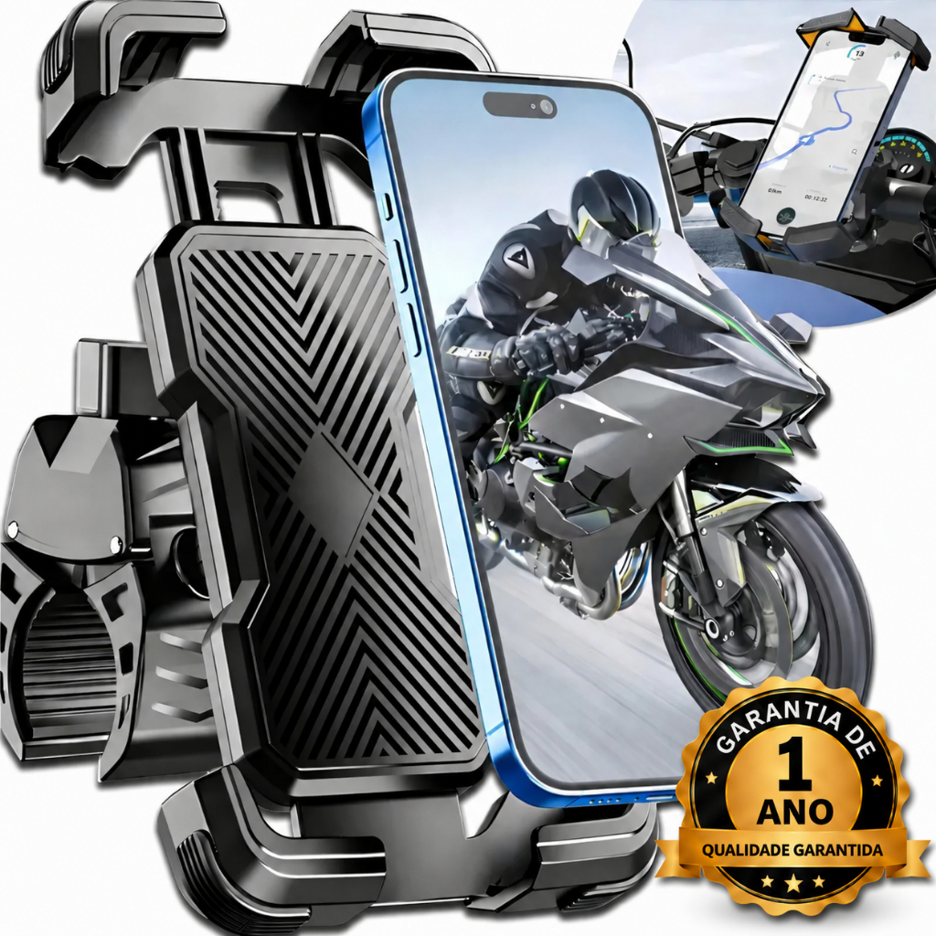 Suporte Celular Universal Moto Bicicleta Guidão Bike Garra Resistente Reforçado Qualidade Ajustável Rotação 360° Dtimp