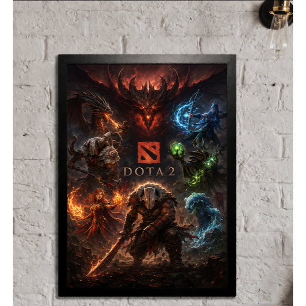 Quadro Decorativo Dota 2 Gamer – Arte Épica MOBA para Setup, Quarto e Decoração Geek