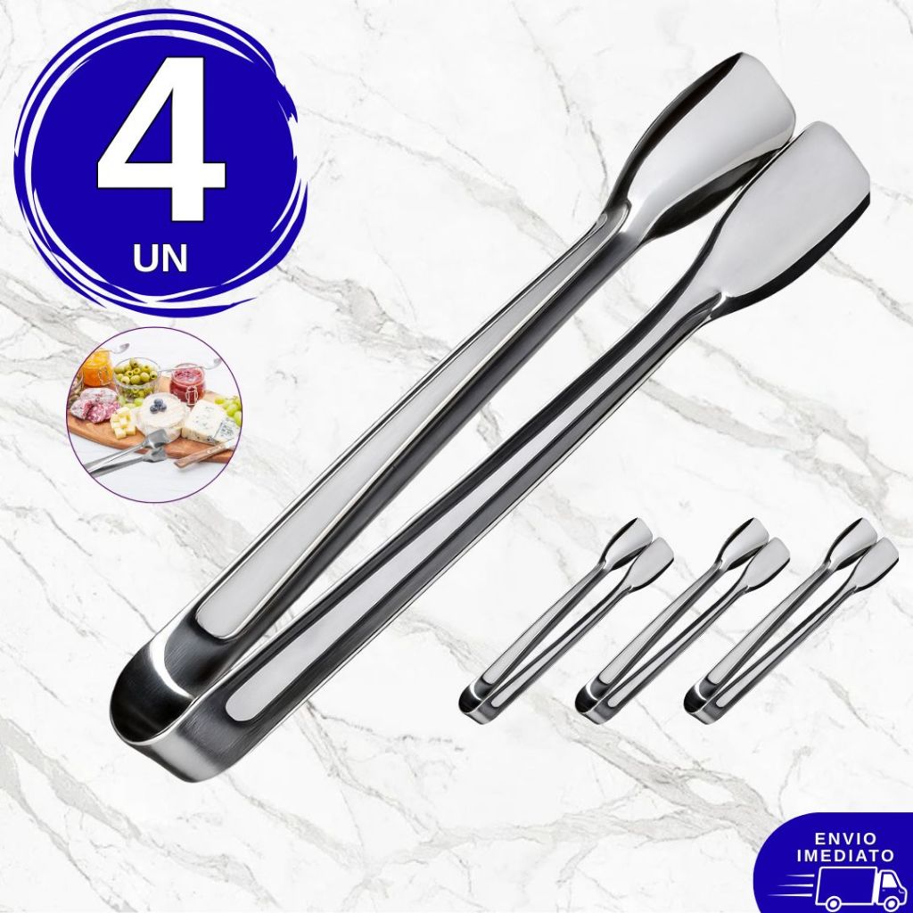 Kit 4 Pegador de Frios Saladas Gelo 18cm em Inox - Pegador Universal