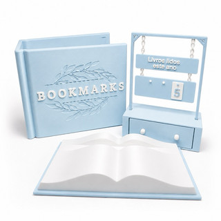 Kit Literario Suporte para Kindle Porta Bookmark Contador de Livros Anual Decoracao Geek Literario Book
