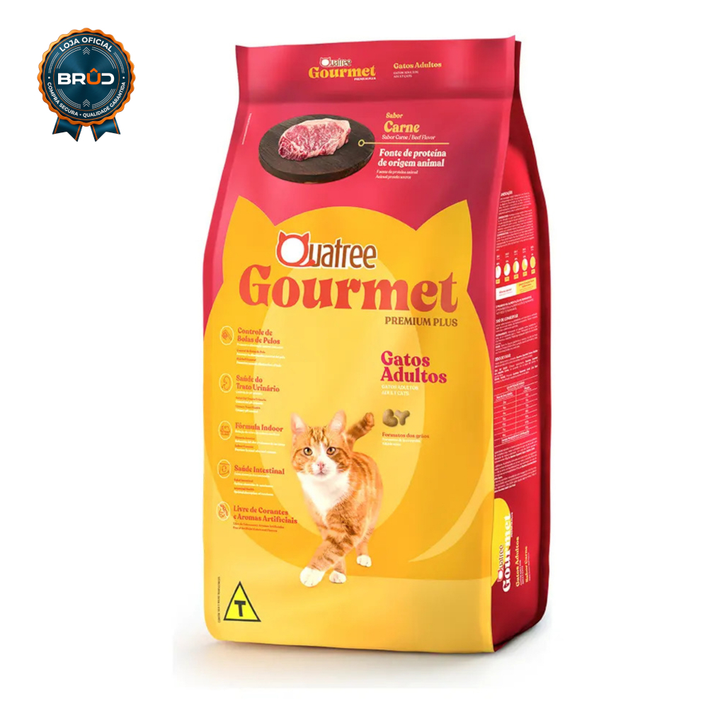 Ração Quatree Gourmet Gatos Adulto Sabor Carne 10kg