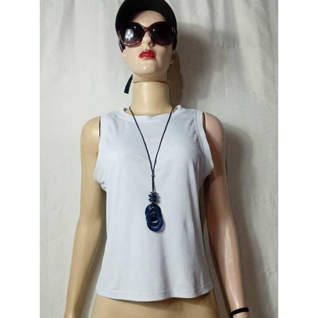 Blusa Regata Feminina Canelada Branca Tamanho M - RF 340a