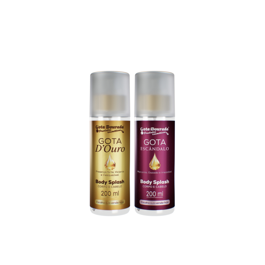 Dupla Body Splash Feminino Gota Dourada 200ml - Gota D'Ouro e Escândalo