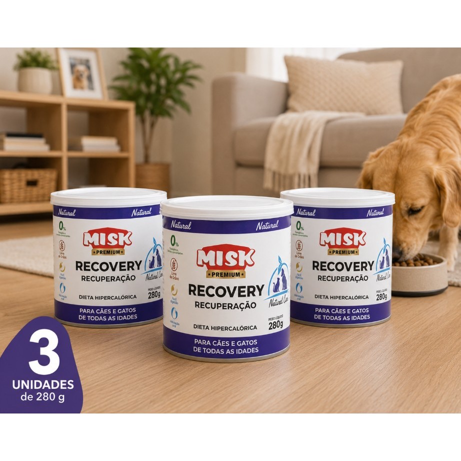 KIT 3 Ração Úmida Misk Recovery Cães E Gatos Recuperação 280g