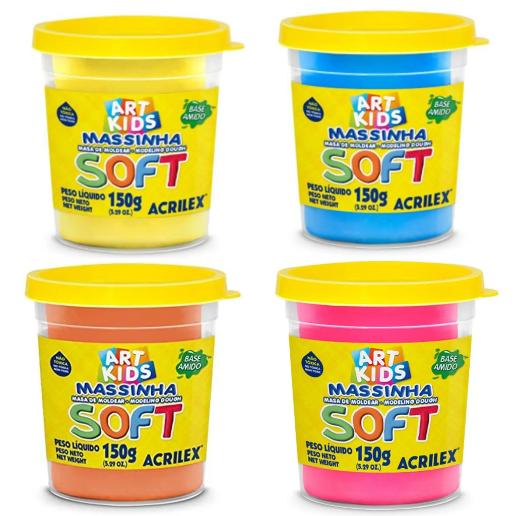 KIT COM MASSA DE MODELAR 150G COLORIDA NÃO TÓXICA ESCOLAR INFANTIL — imagem 2 de 2