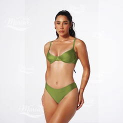 Biquíni Feminino Meia taça com aro tecido beach gloss poliamida bojo removível com forro moda praia beach verão