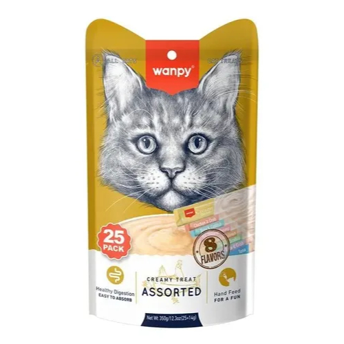 Alimento Wanpy Creamy Para Gato 25un Sachês Sabor Sortido Truly