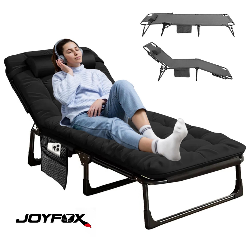 Cama Espreguiçadeira Portátil Reclinável Dobrável 4 Posições JOYFOX Com Colchão Macio