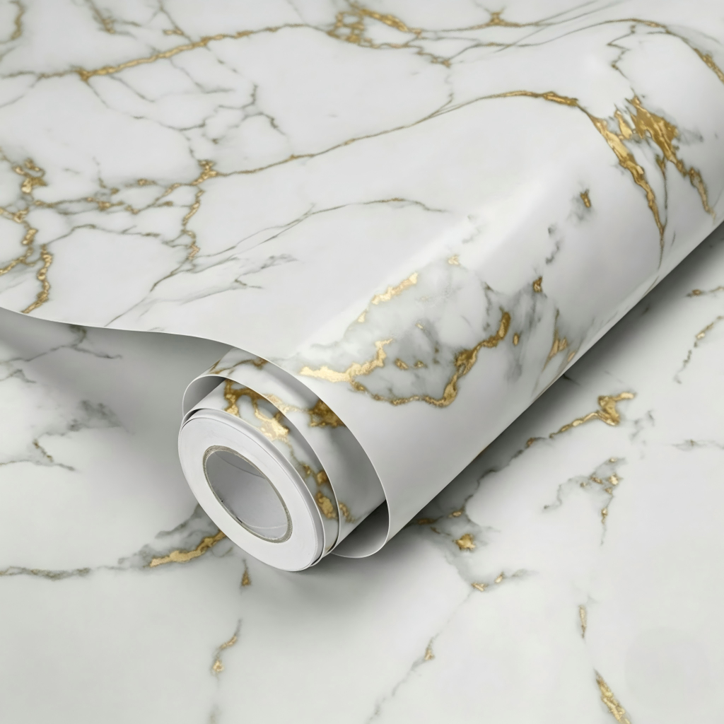 Papel Adesivo Mármore Dourado Exclusivo Lavável Quarto, Sala e Cozinha 1/2/3 Peças