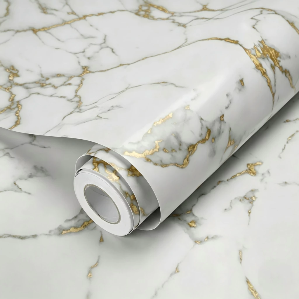 Papel Adesivo Mármore Dourado Exclusivo Lavável Quarto, Sala e Cozinha 1/2/3 Peças — imagem 1